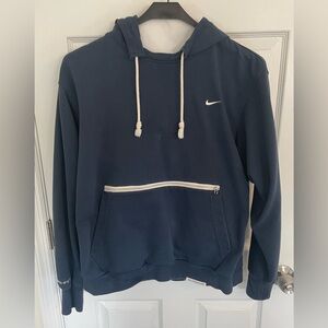 Nike Dri Fit Basketball Long Sleeve Hooded Sweatshirt w/ Zipper -Navy Large
